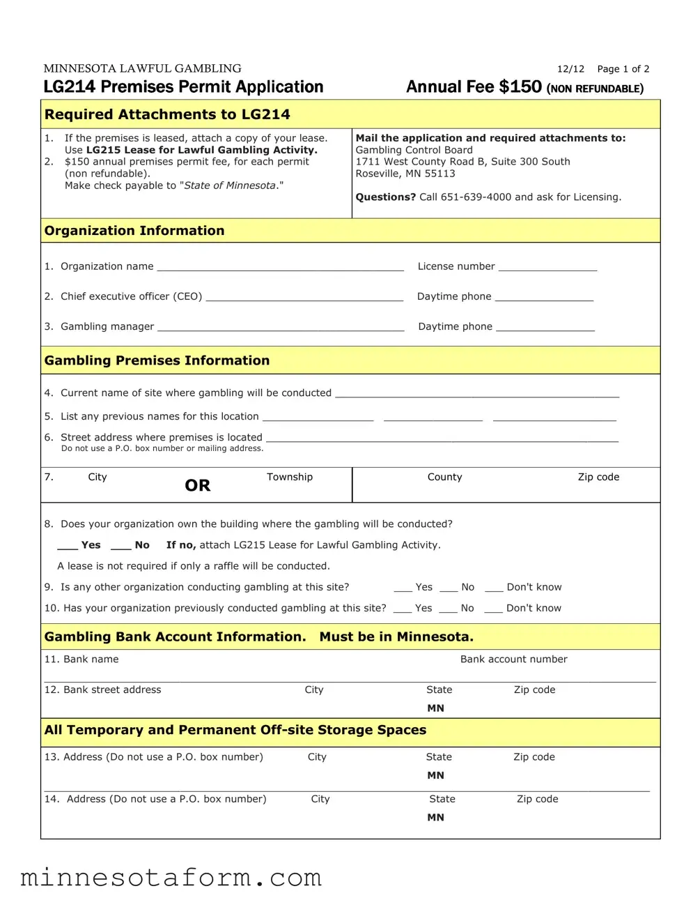 Official Minnesota Lg214 Form in PDF