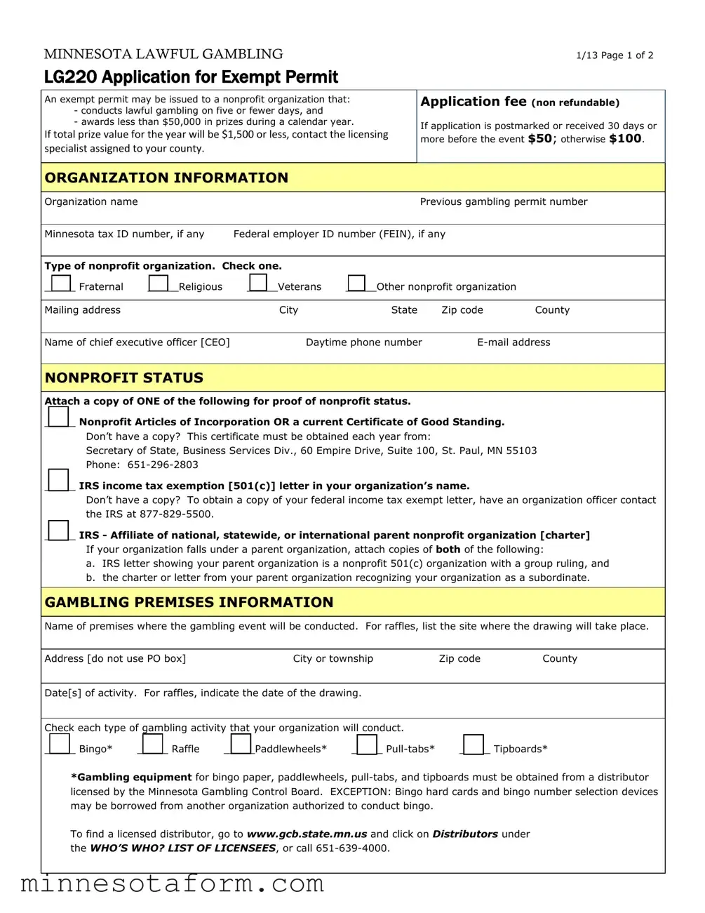 Official Minnesota Lg220 Form in PDF