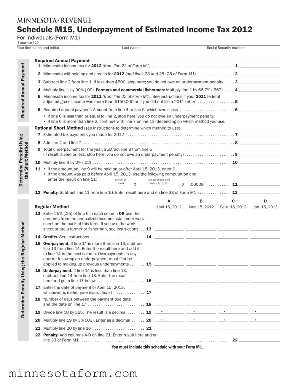 Official Minnesota M1 Form in PDF