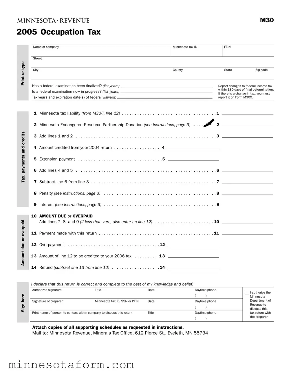 Official Minnesota M30 Form in PDF