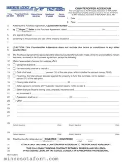 Official Counter Offer Addendum Minnesota Form in PDF
