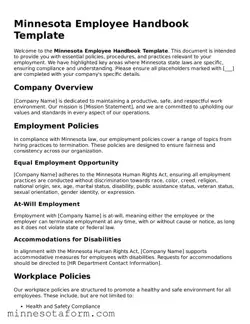 Blank Employee Handbook Template for the State of Minnesota