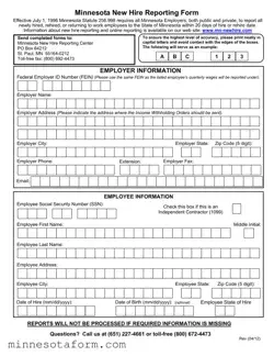 Official Minnesota New Hire Reporting Form in PDF