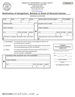 Official Minnesota Notification Of Assignment Form in PDF